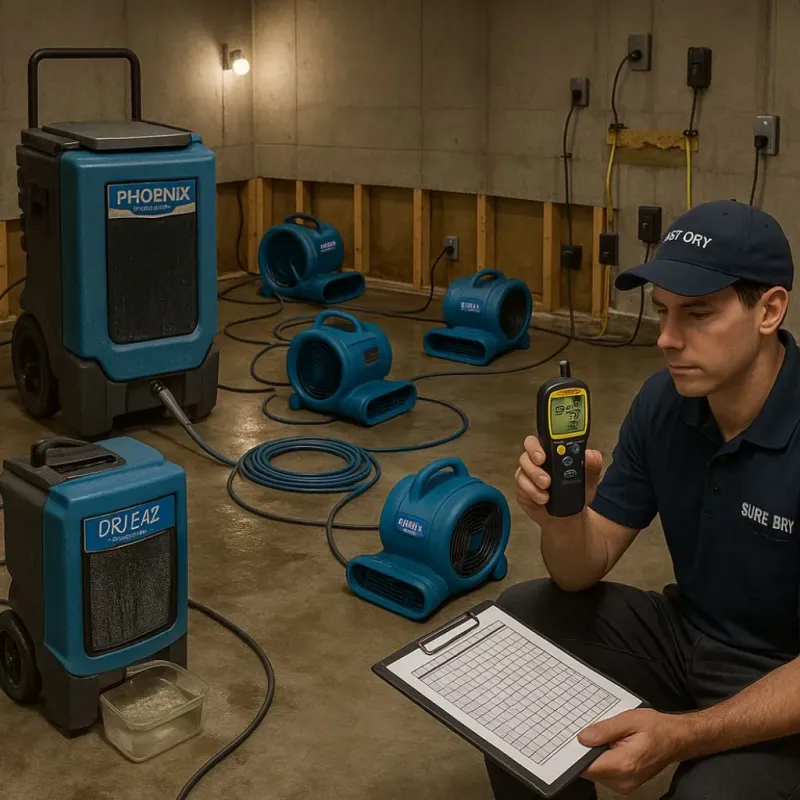 Structural Drying and Dehumidification process in Paris, TX